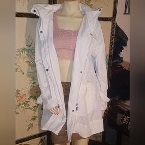 UBU White Water-Repellent Packable Raincoat/Jacket -With Hood  Zip Style - XL